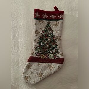 Festive needlepoint Tapestry Christmas Tree Stocking - Red and Green